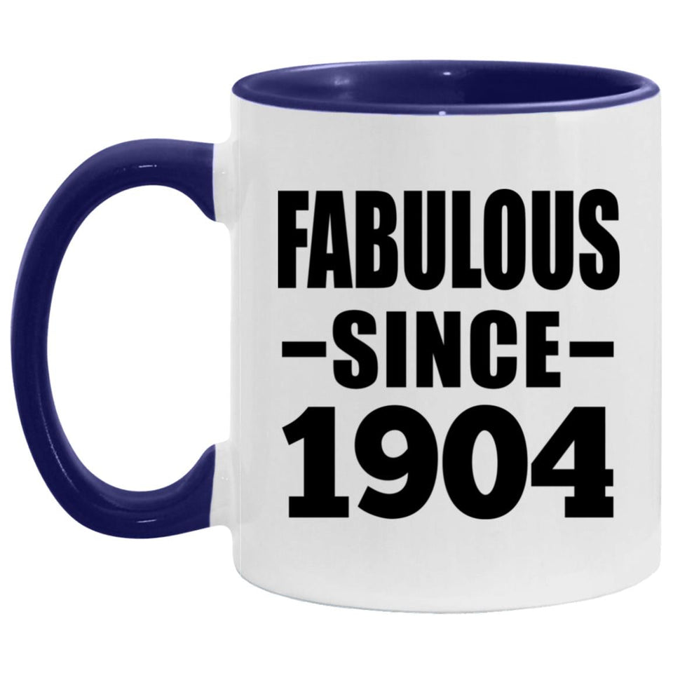 120th Birthday Fabulous Since 1904 - 11oz Accent Mug Purple