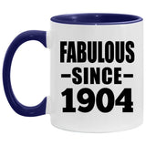 120th Birthday Fabulous Since 1904 - 11oz Accent Mug Purple