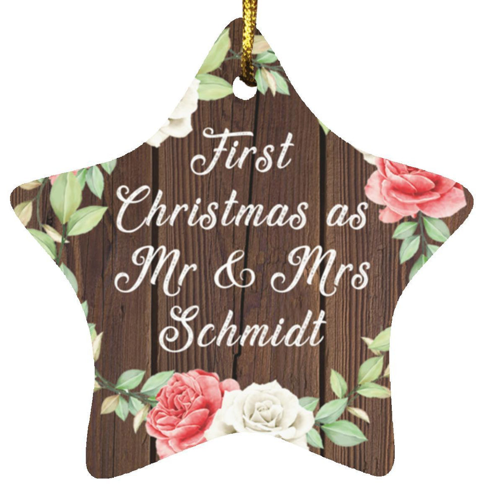 First Christmas As Mr & Mrs Schmidt - Star Ornament A