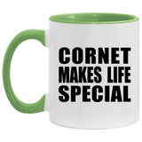 Cornet Makes Life Special - 11oz Accent Mug Green