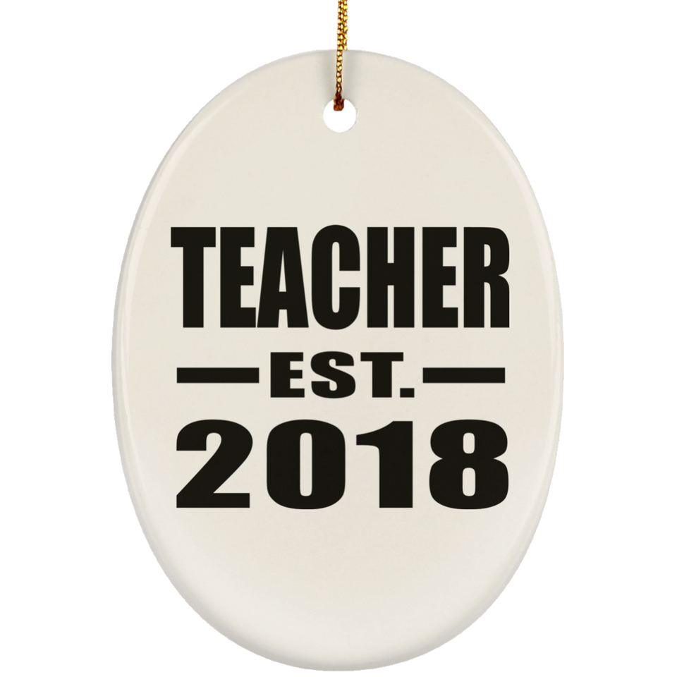 Teacher Established EST. 2018 - Oval Ornament