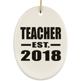 Teacher Established EST. 2018 - Oval Ornament