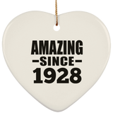 96th Birthday Amazing Since 1928 - Heart Ornament