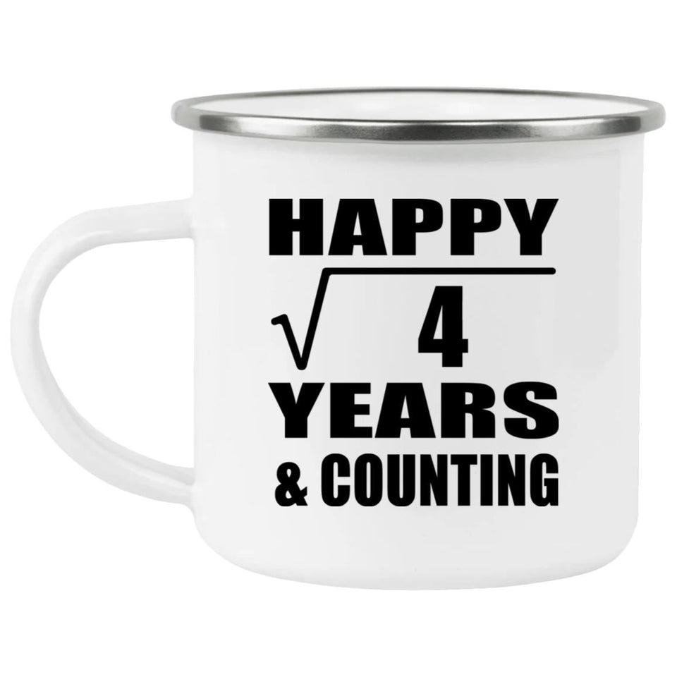 Happy 2nd Anniversary Square Root of 4 Years & Counting - 12oz Camping Mug