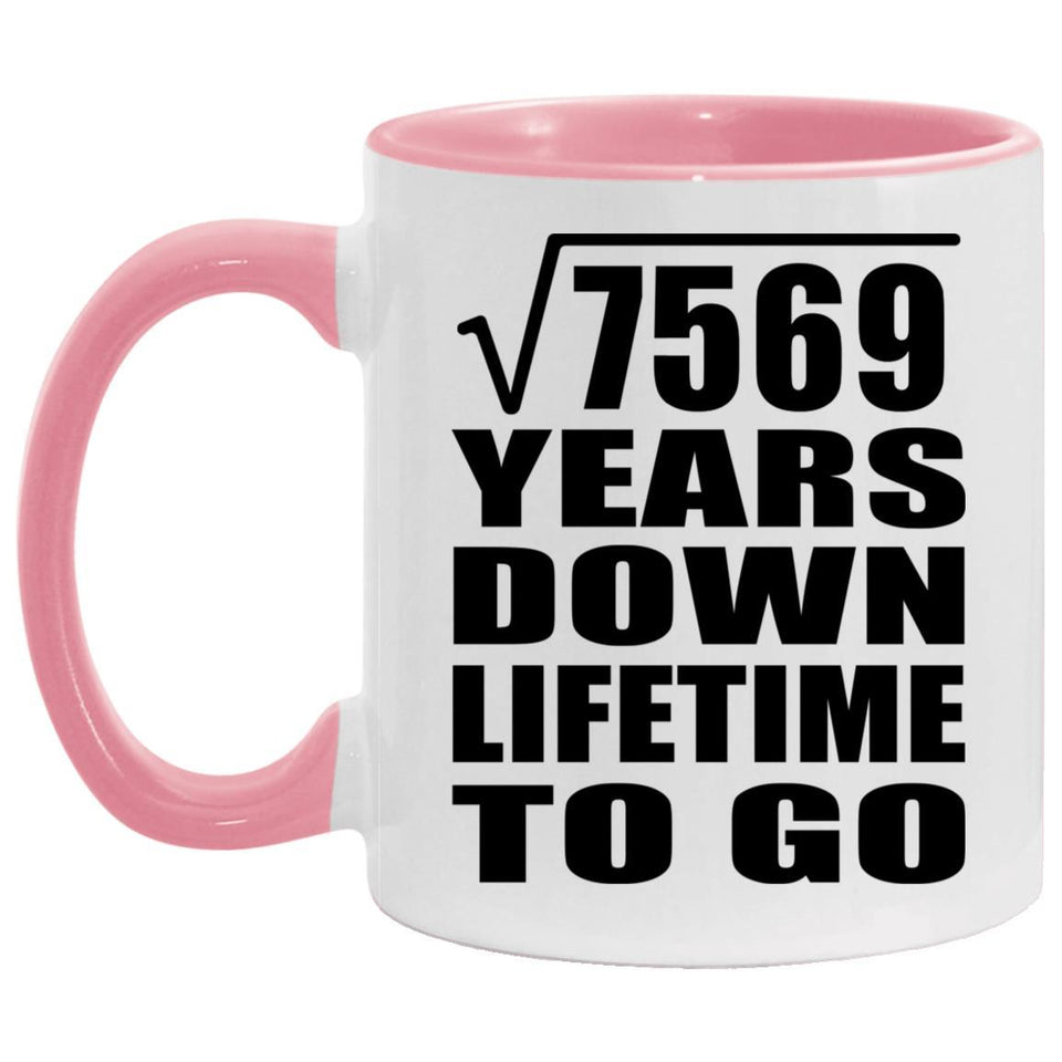 87th Anniversary Square Root of 7569 Years Lifetime To Go - 11oz Accent Mug Pink