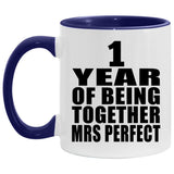 1st Anniversary 1 Year Of Being Mrs Perfect - 11oz Accent Mug Purple
