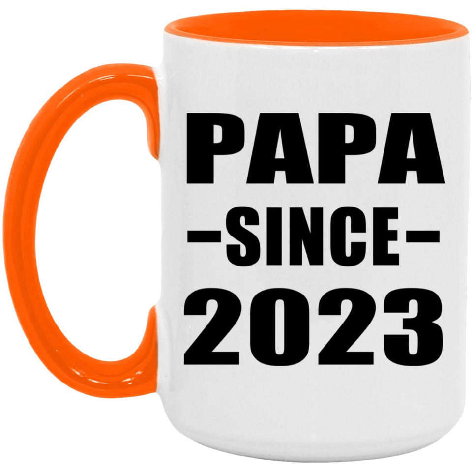 Papa Since 2023 - 15oz Accent Mug Orange