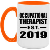 Occupational Therapist Established EST. 2019 - 15oz Accent Mug Orange
