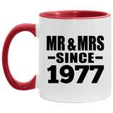 47th Anniversary Mr & Mrs Since 1977 - 11oz Accent Mug Red