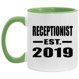 Receptionist Established EST. 2019 - 11oz Accent Mug Green