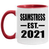 Seamstress Established EST. 2021 - 11oz Accent Mug Red
