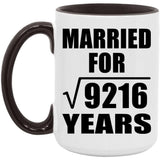 96th Anniversary Married For Square Root of 9216 Years - 15oz Accent Mug Black