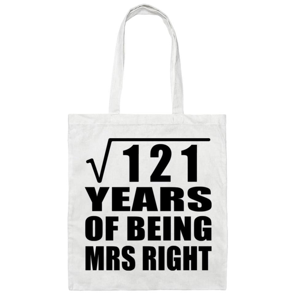 11th Anniversary Square Root of 121 Years of Being Mrs Right - Tote Bag White