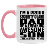 Proud Security Guard Dad Of Awesome Son - 11oz Accent Mug Pink