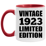 101st Birthday Vintage 1923 Limited Edition - 11oz Accent Mug Red