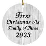 First Christmas As Family Of Three 2023 - Circle Ornament F