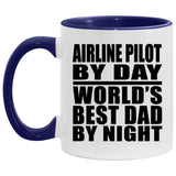 Airline Pilot By Day World's Best Dad By Night - 11oz Accent Mug Purple