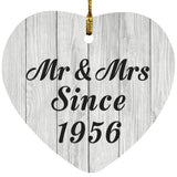 68th Anniversary Mr & Mrs Since 1956 - Heart Ornament F