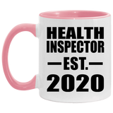 Health Inspector Established EST. 2020 - 11oz Accent Mug Pink