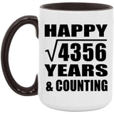 Happy 66th Anniversary Square Root of 4356 Years & Counting - 15oz Accent Mug Black