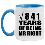 29th Anniversary Square Root of 841 Years of Being Mr Right - 11oz Accent Mug Blue
