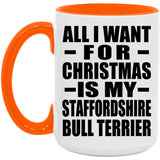 All I Want For Christmas Is My Staffordshire Bull Terrier - 15oz Accent Mug Orange
