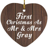First Christmas As Mr & Mrs Gray - Heart Ornament D
