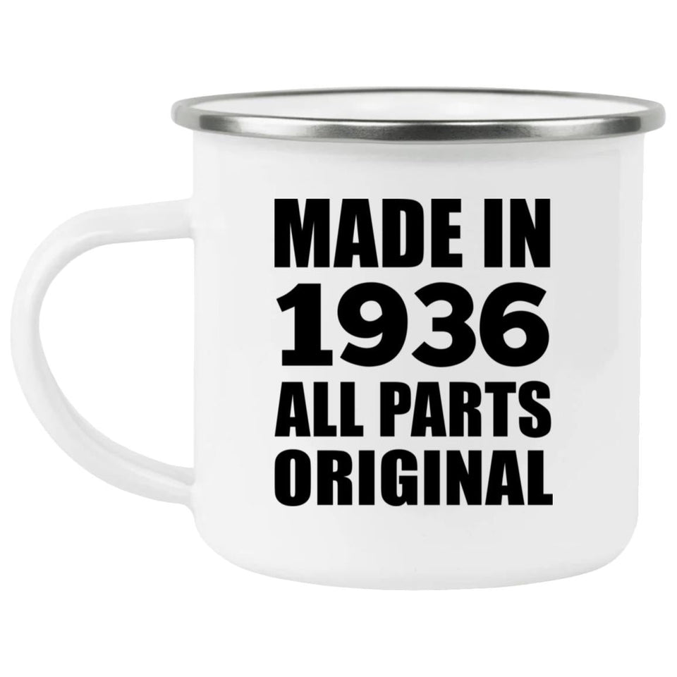 88th Birthday Made in 1936 All Parts Original - 12oz Camping Mug