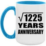 35th Anniversary Square Root of 1225 Years Anniversary - 15oz Accent Mug Blue