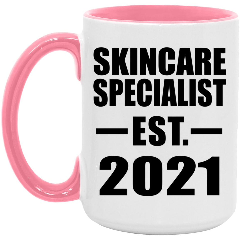 Skincare Specialist Established EST. 2021 - 15oz Accent Mug Pink