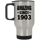 121st Birthday Amazing Since 1903 - Silver Travel Mug