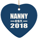 Nanny Established EST. 2018 - Heart Ornament