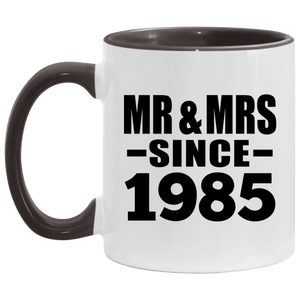 39th Anniversary Mr & Mrs Since 1985 - 11oz Accent Mug Black