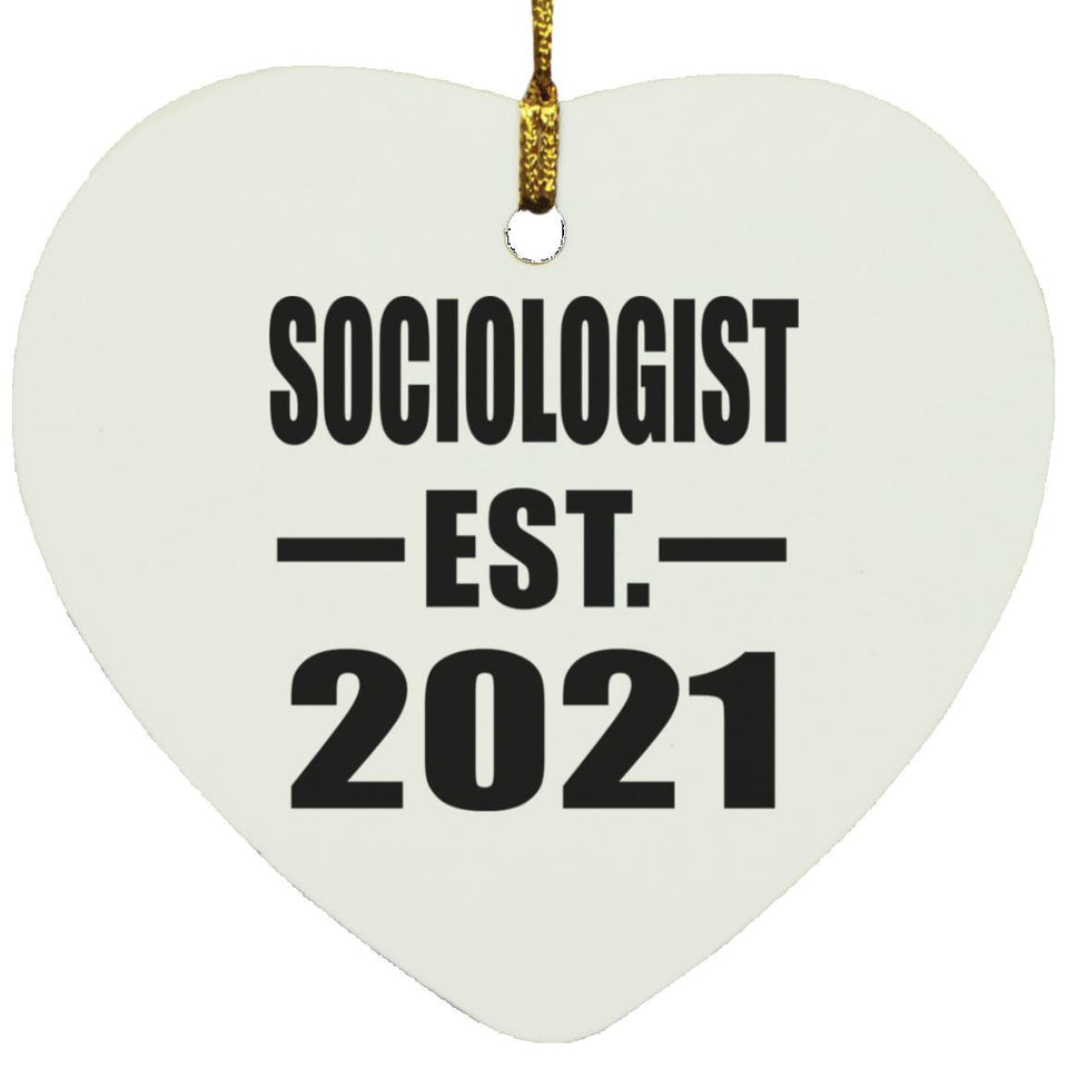 Sociologist Established EST. 2021 - Heart Ornament