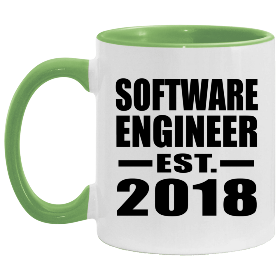 Software Engineer Established EST. 2018 - 11oz Accent Mug Green