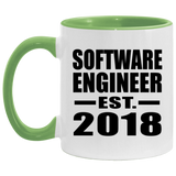 Software Engineer Established EST. 2018 - 11oz Accent Mug Green