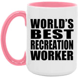 World's Best Recreation Worker - 15oz Accent Mug Pink