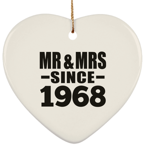 56th Anniversary Mr & Mrs Since 1968 - Heart Ornament