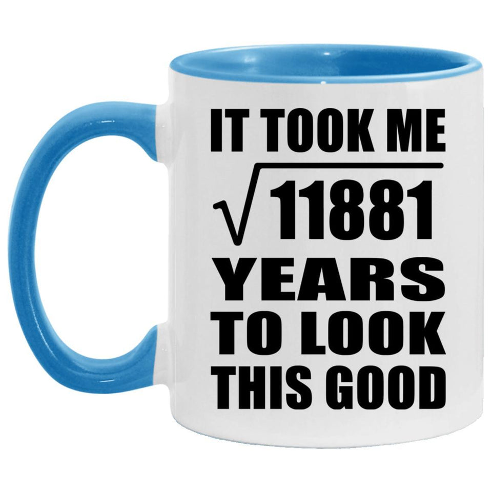 109th Birthday Took Square Root of 11881 Years To Look Good - 11oz Accent Mug Blue