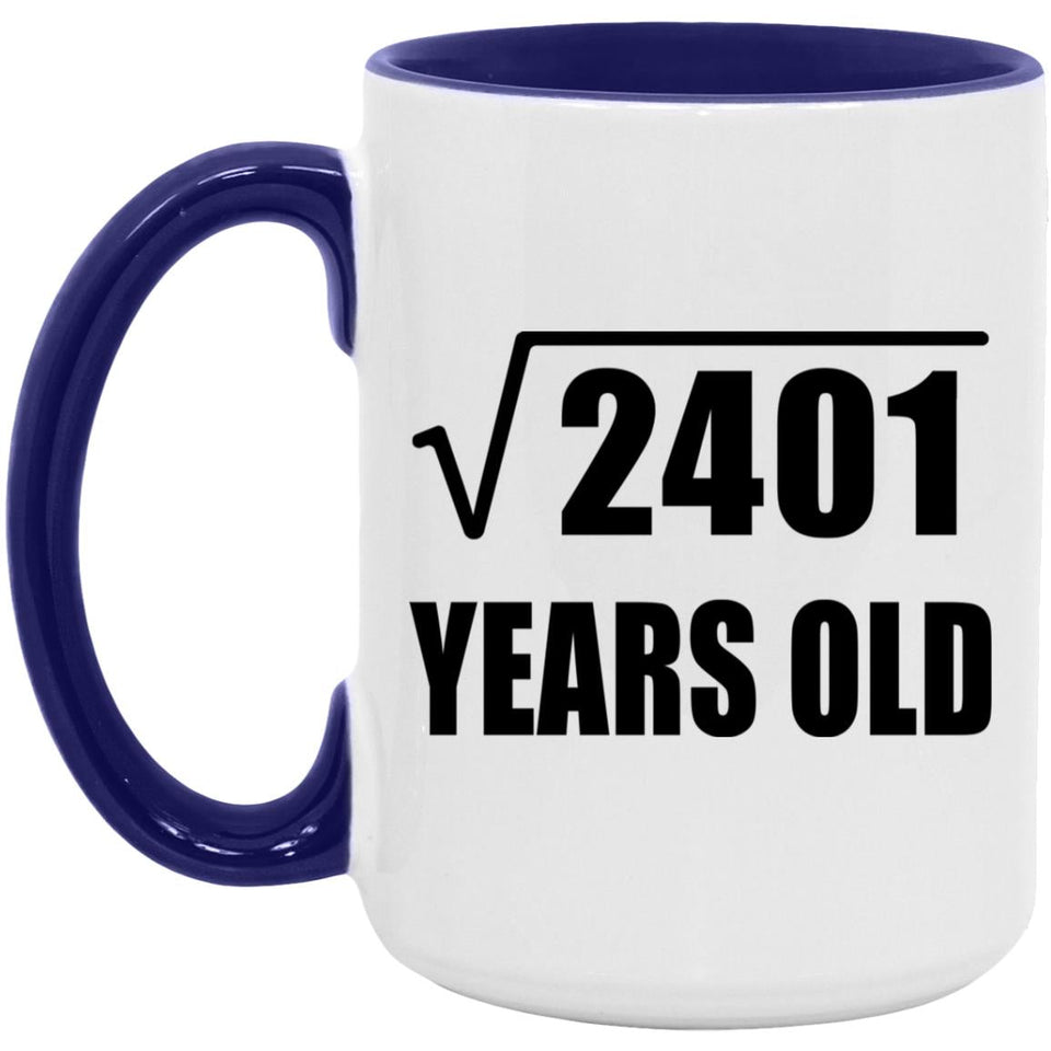 49th Birthday Square Root of 2401 Years Old - 15oz Accent Mug Purple