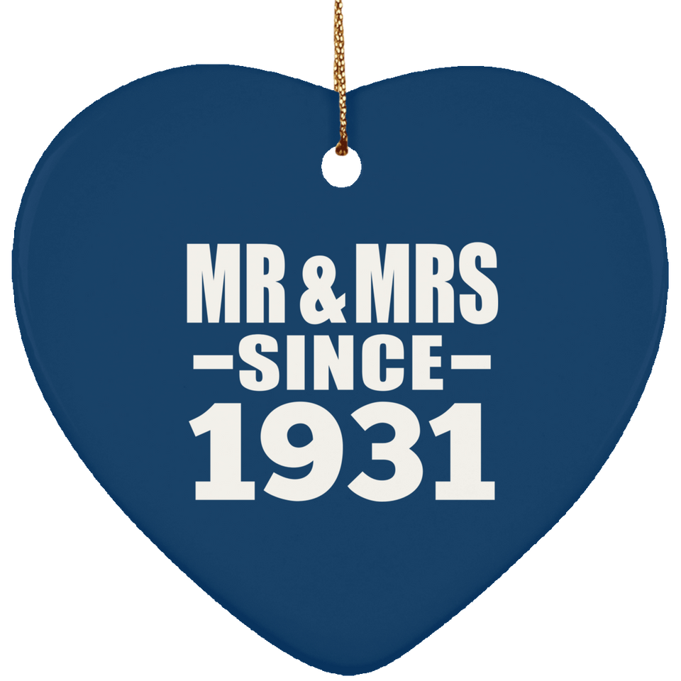 93rd Anniversary Mr & Mrs Since 1931 - Heart Ornament