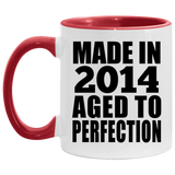 10th Birthday Made In 2014 Aged to Perfection - 11oz Accent Mug Red
