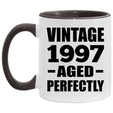 27th Birthday Vintage 1997 Aged Perfectly - 11oz Accent Mug Black