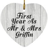 First Year As Mr & Mrs Griffin - Heart Ornament F