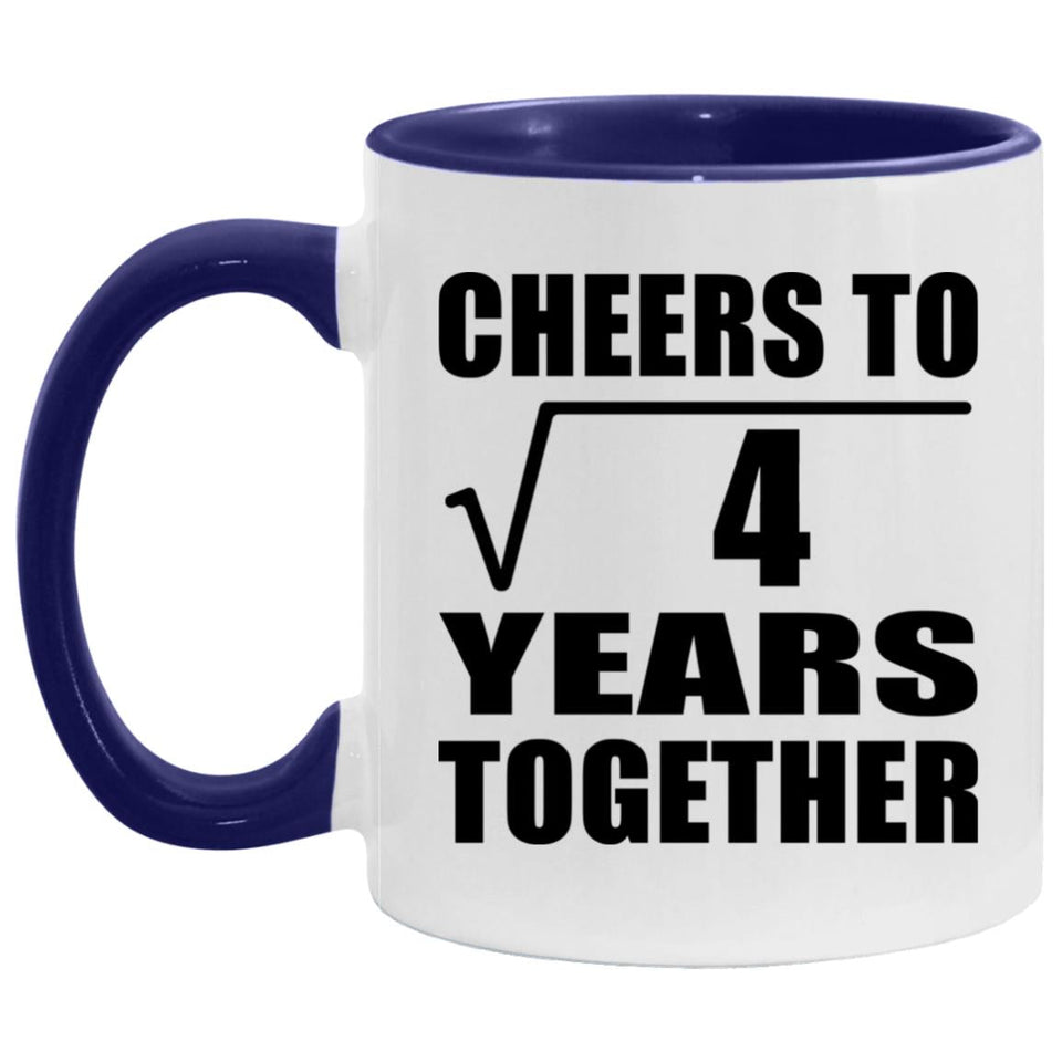 2nd Anniversary Cheers To Square Root of 4 Years Together - 11oz Accent Mug Purple
