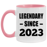 1st Birthday Legendary Since 2023 - 11oz Accent Mug Pink