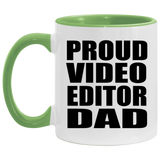 Proud Video Editor Dad - 11oz Accent Mug Green