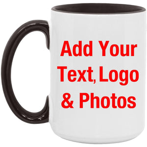 Personalized Custom Gift, Add Photo Logo Text Picture - 15oz Accent Mug