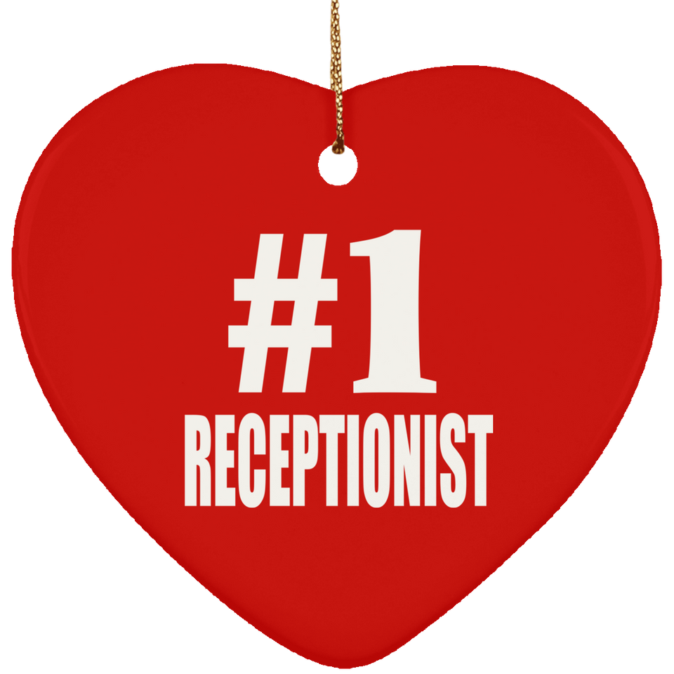 Number One #1 Receptionist - Heart Ornament