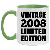 16th Birthday Vintage 2008 Limited Edition - 11oz Accent Mug Green